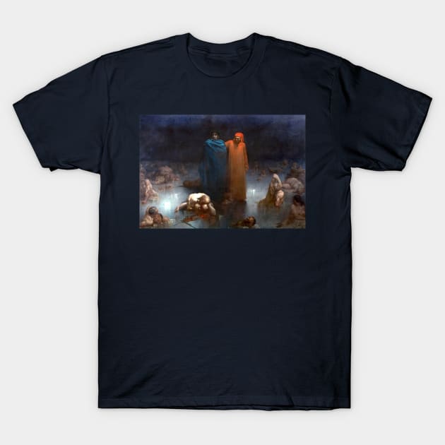 Dante and Virgil in the Ninth Circle of Hell - Gustave Dore T-Shirt by forgottenbeauty